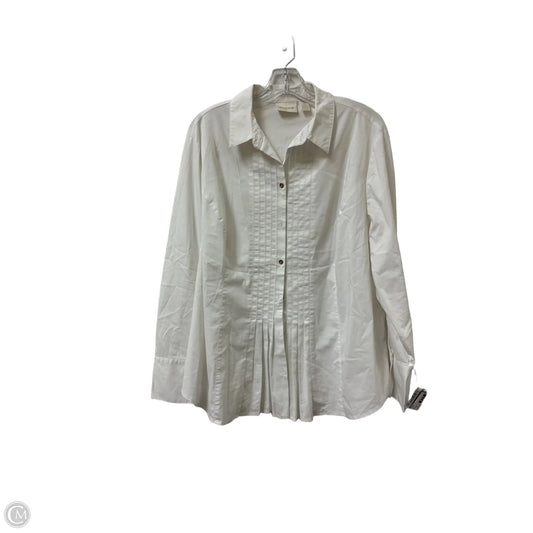 Blouse Long Sleeve By Chicos In White, Size: Xl