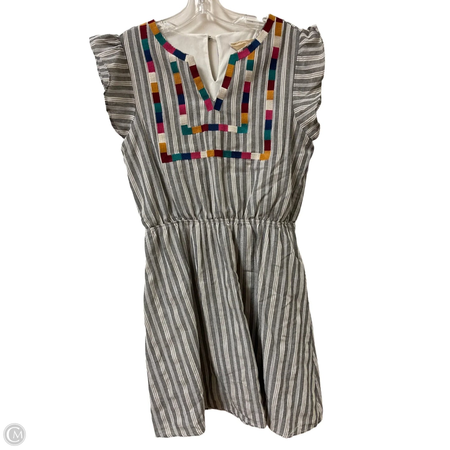Dress Casual Midi By Savanna Jane In Grey & White, Size: M
