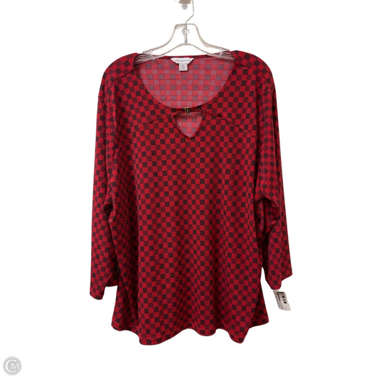 Top Long Sleeve By Liz Claiborne In Black & Red, Size: 2x