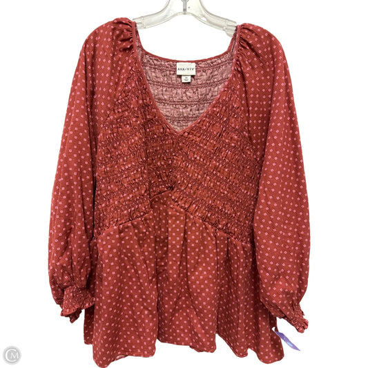 Top Long Sleeve By Ava & Viv In Orange, Size: 3x
