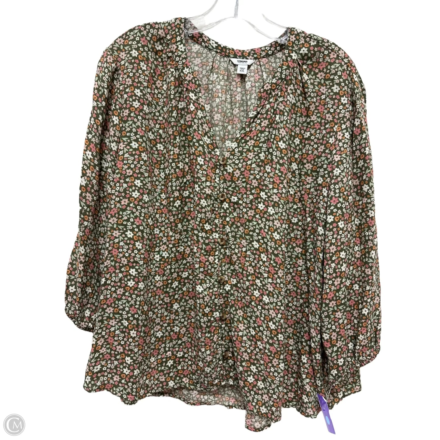 Top Long Sleeve By Sonoma In Floral Print, Size: 1x