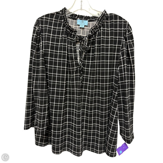 Top Long Sleeve By Cece In Black & White, Size: 3x
