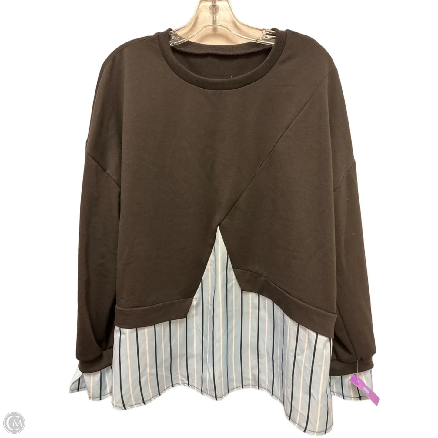 Top Long Sleeve By Shein In Black & Blue, Size: Xl