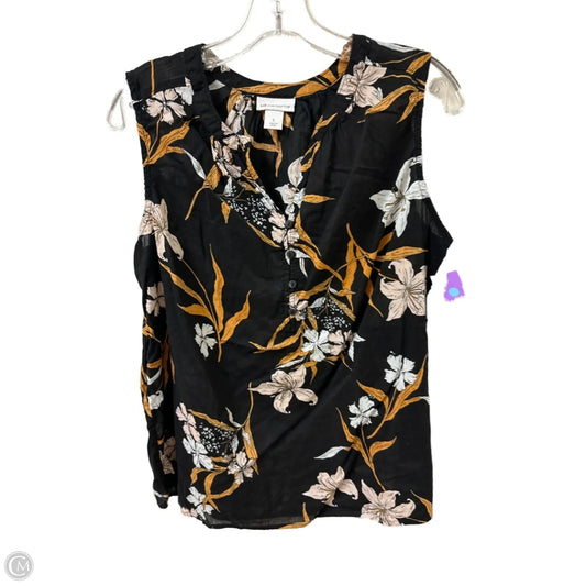 Top Short Sleeve By Liz Claiborne In Black & Yellow, Size: L
