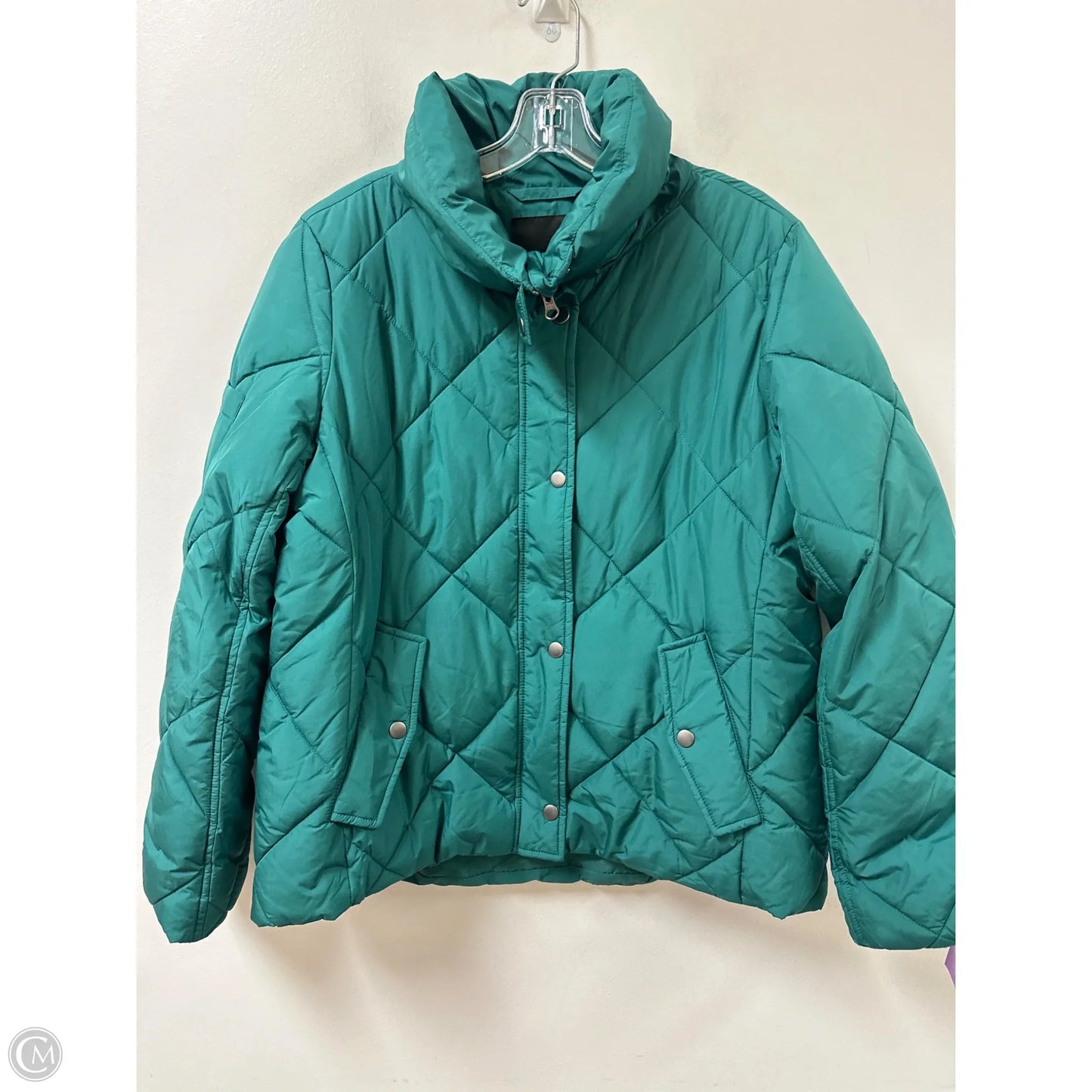 Jacket Puffer & Quilted By Talbots In Green, Size: M