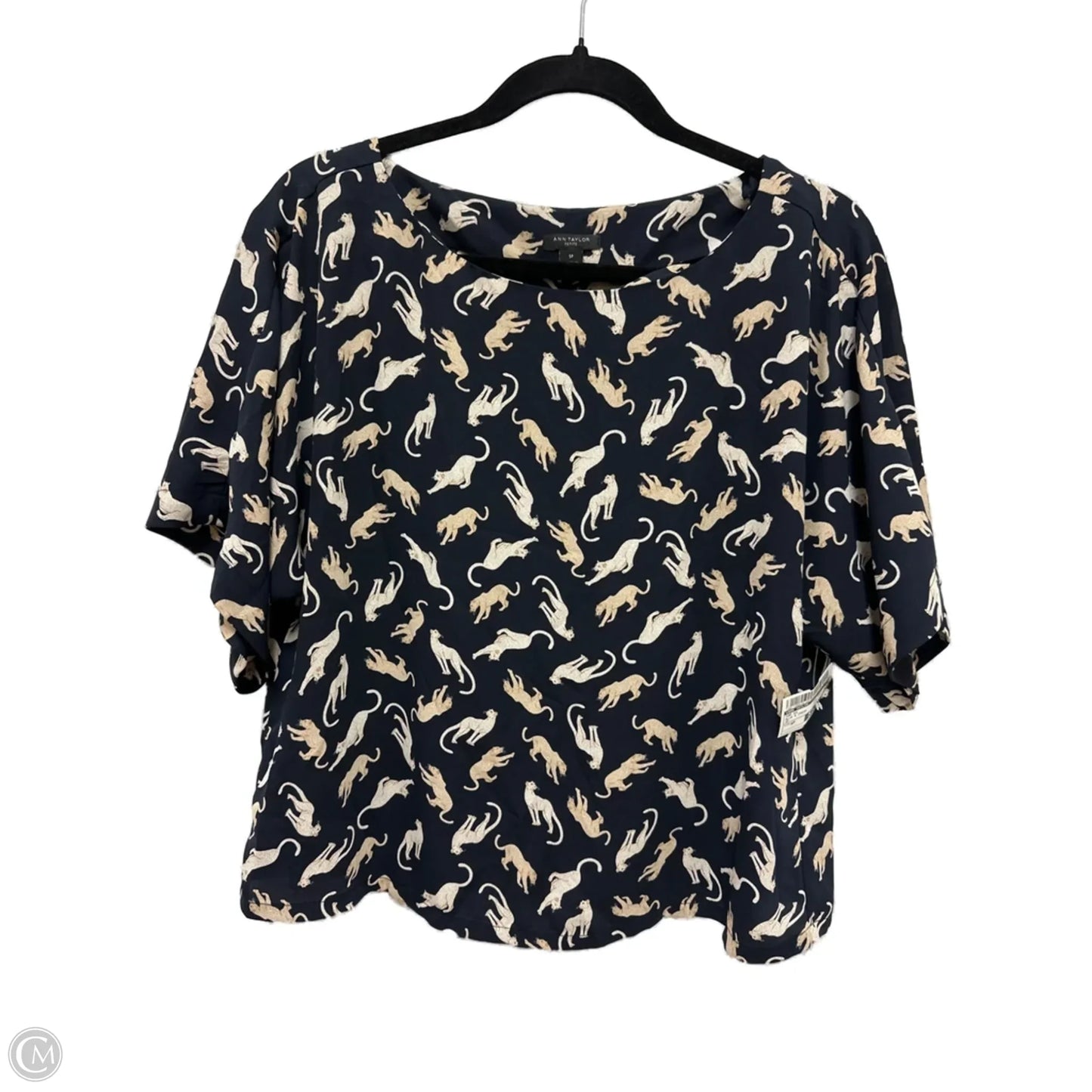 Top Short Sleeve By Ann Taylor In Blue & Cream, Size: Sp