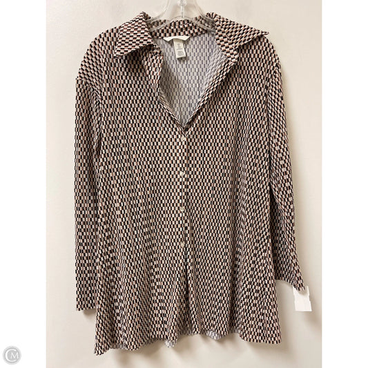 Blouse Long Sleeve By H&m In Black & Brown, Size: L