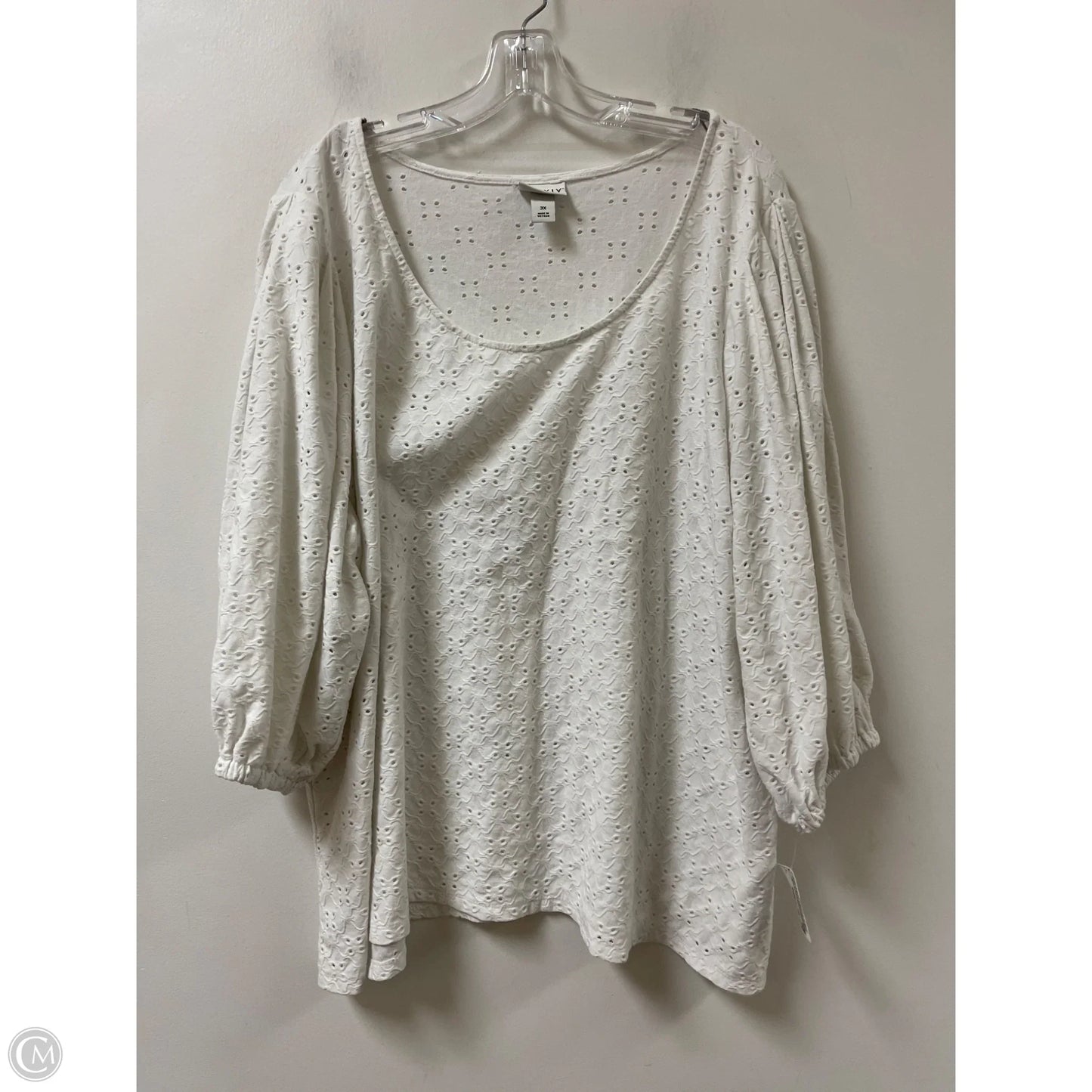 Top Long Sleeve By Ava & Viv In White, Size: 3x