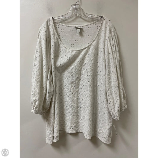 Top Long Sleeve By Ava & Viv In White, Size: 3x