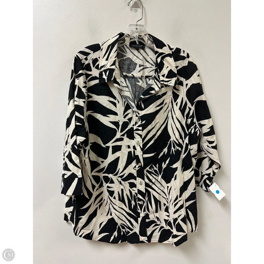 Blouse Long Sleeve By Rachel Zoe In Black & Cream, Size: 1x