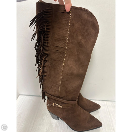 Boots Knee Heels By Cato In Brown, Size: 11