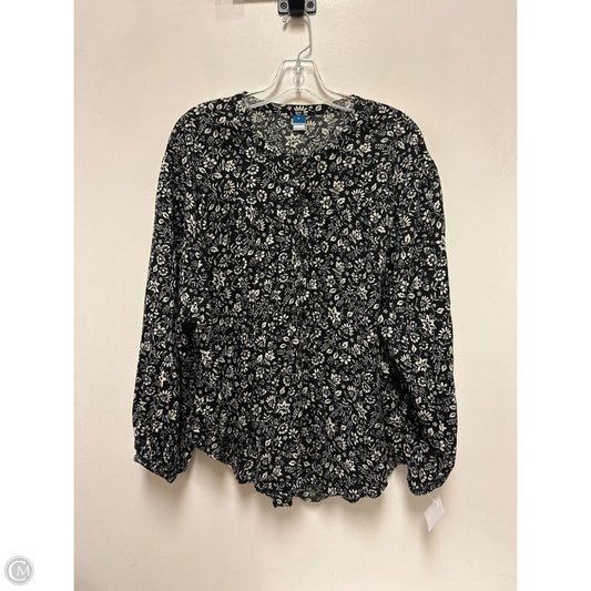 Top Long Sleeve By Old Navy In Black & Cream, Size: Xl