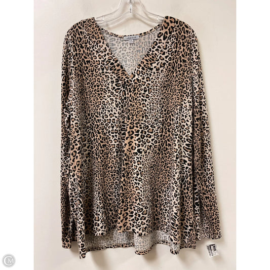 Top Long Sleeve By White Birch In Animal Print, Size: 1x