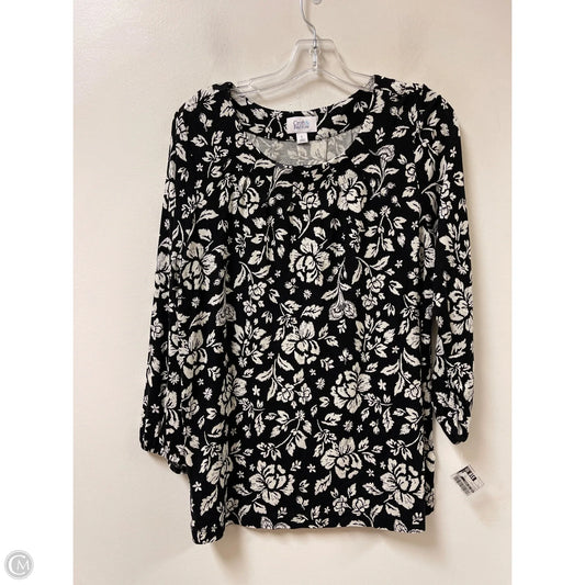 Top Long Sleeve By Croft And Barrow In Black & White, Size: L