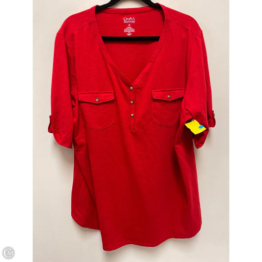 Top Short Sleeve By Croft And Barrow In Red, Size: 2x
