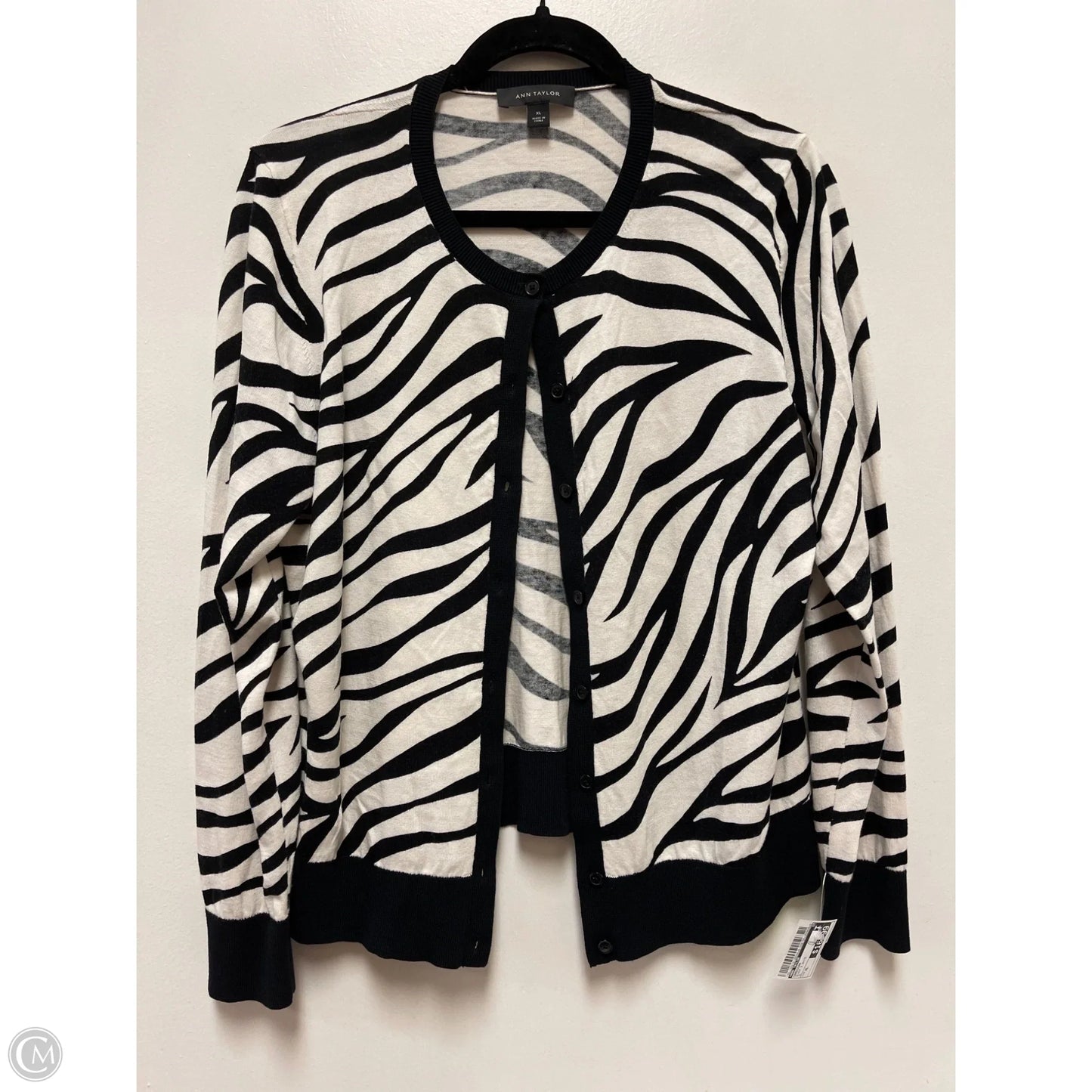 Cardigan By Ann Taylor In Black & White, Size: Xl