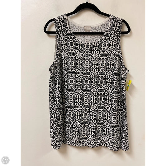 Top Sleeveless By Chicos In Black & White, Size: Xl