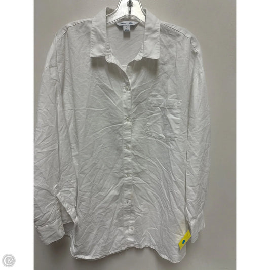 Blouse Long Sleeve By Old Navy In White, Size: L