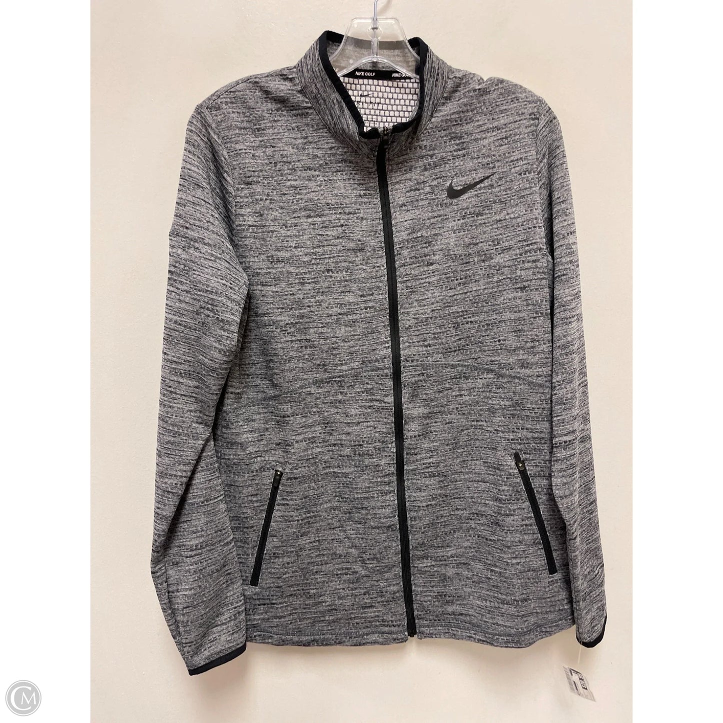 Athletic Jacket By Nike In Grey, Size: L