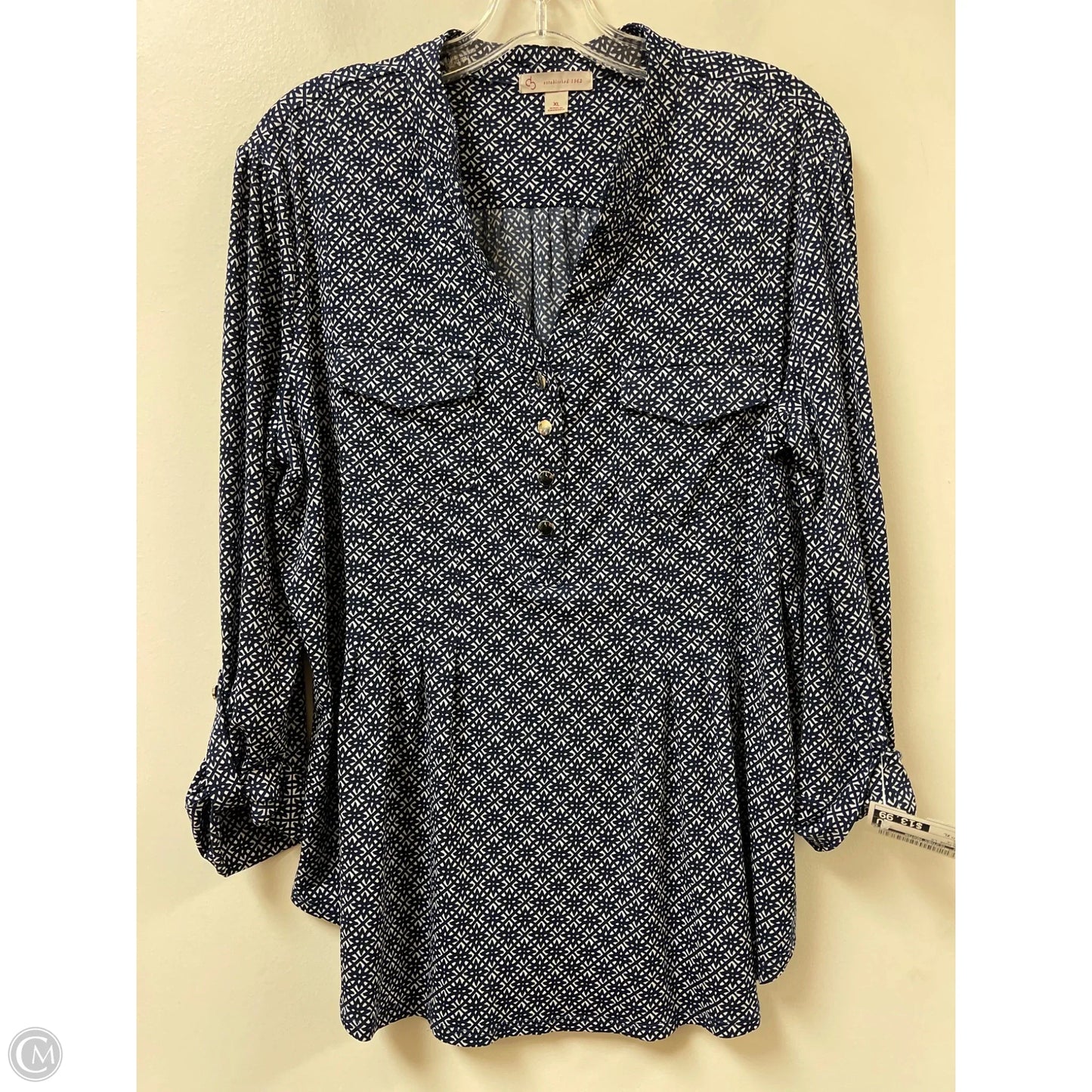 Blouse Long Sleeve By Clothes Mentor In Blue, Size: Xl
