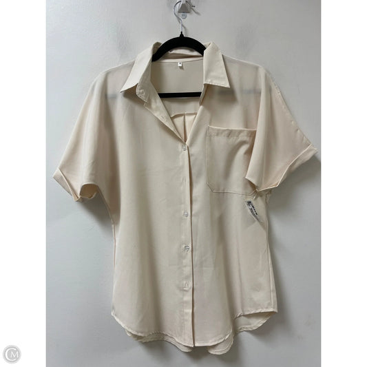 Blouse Short Sleeve By Clothes Mentor In Cream, Size: M