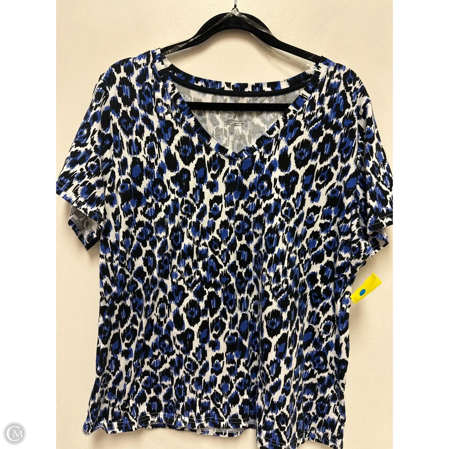 Top Short Sleeve By Rafaella In Black & Blue, Size: 2x