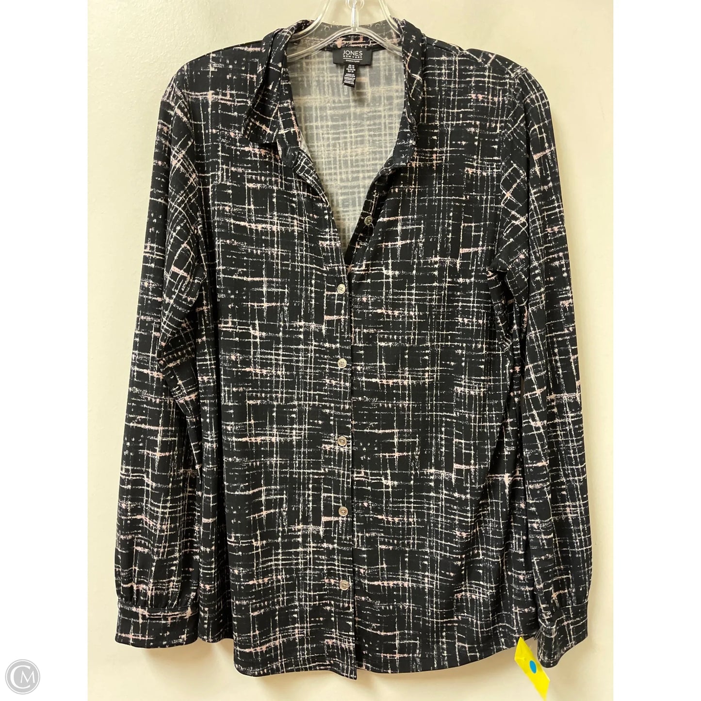 Blouse Long Sleeve By Jones New York In Black & Pink, Size: M