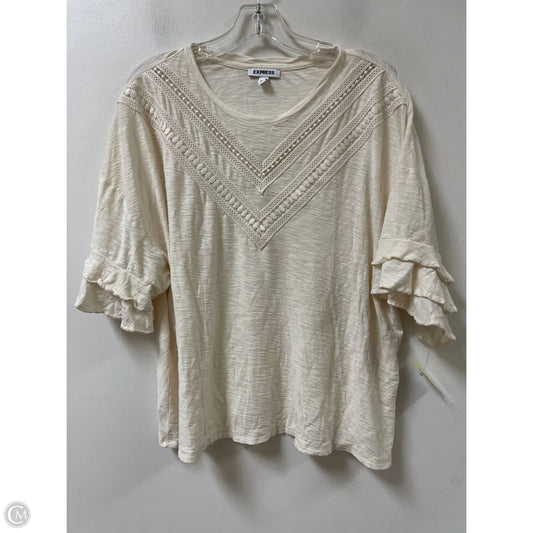 Top Short Sleeve By Express In Cream, Size: Xl