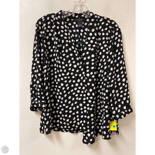 Blouse Long Sleeve By Investments In Black & White, Size: Lp