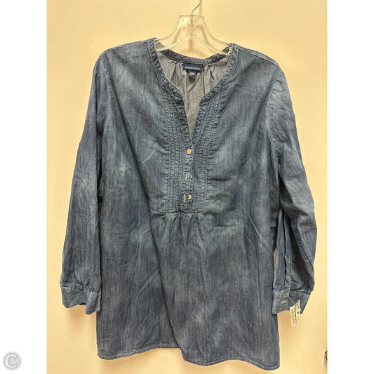 Blouse Long Sleeve By Pure Jill In Blue Denim, Size: Xl