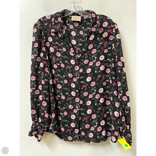 Blouse Long Sleeve By Elie Tahari In Black & Pink, Size: M