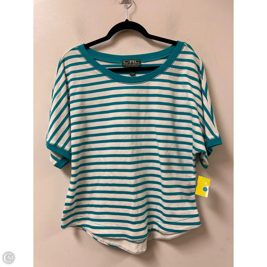 Top Short Sleeve By Lauren By Ralph Lauren In Blue & White, Size: L