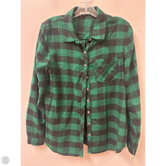 Blouse Long Sleeve By Maurices In Black & Green, Size: L