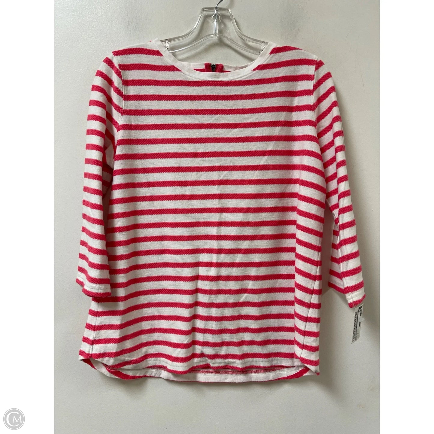 Top Long Sleeve By Kim Rogers In Pink & White, Size: M