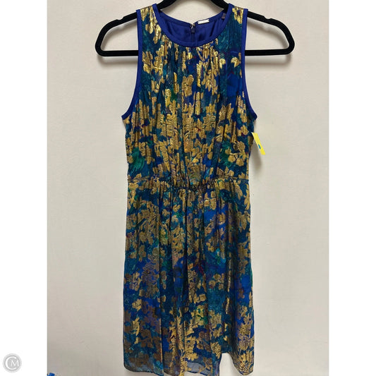 Dress Casual Midi By Elie Tahari In Blue & Gold, Size: Xs