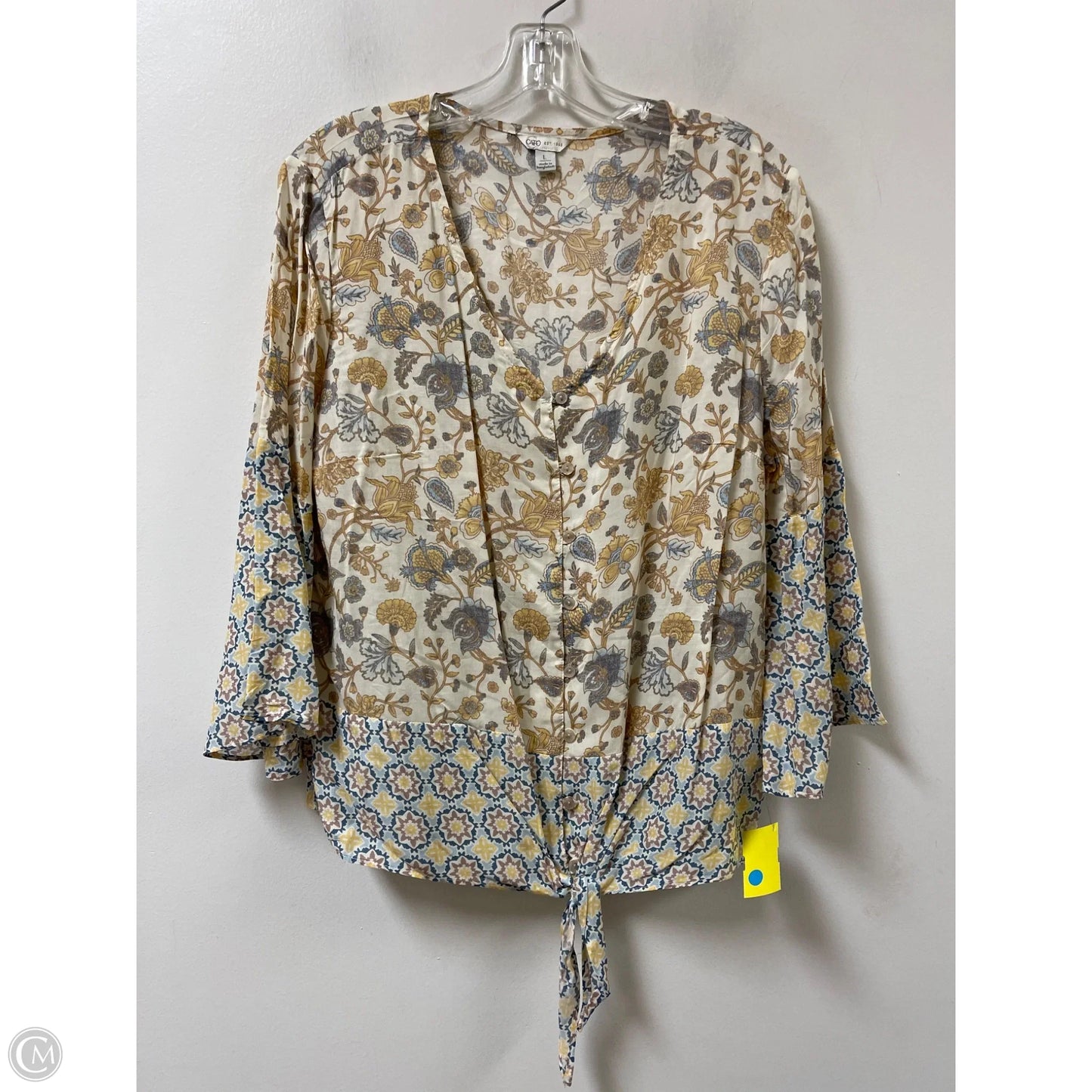 Blouse Long Sleeve By Cato In Yellow, Size: L