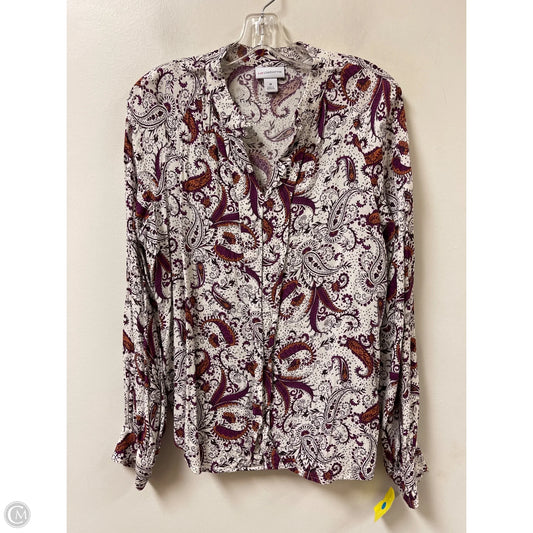 Top Long Sleeve By Liz Claiborne In Purple & White, Size: M