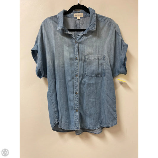 Blouse Short Sleeve By Cloth & Stone In Blue Denim, Size: L