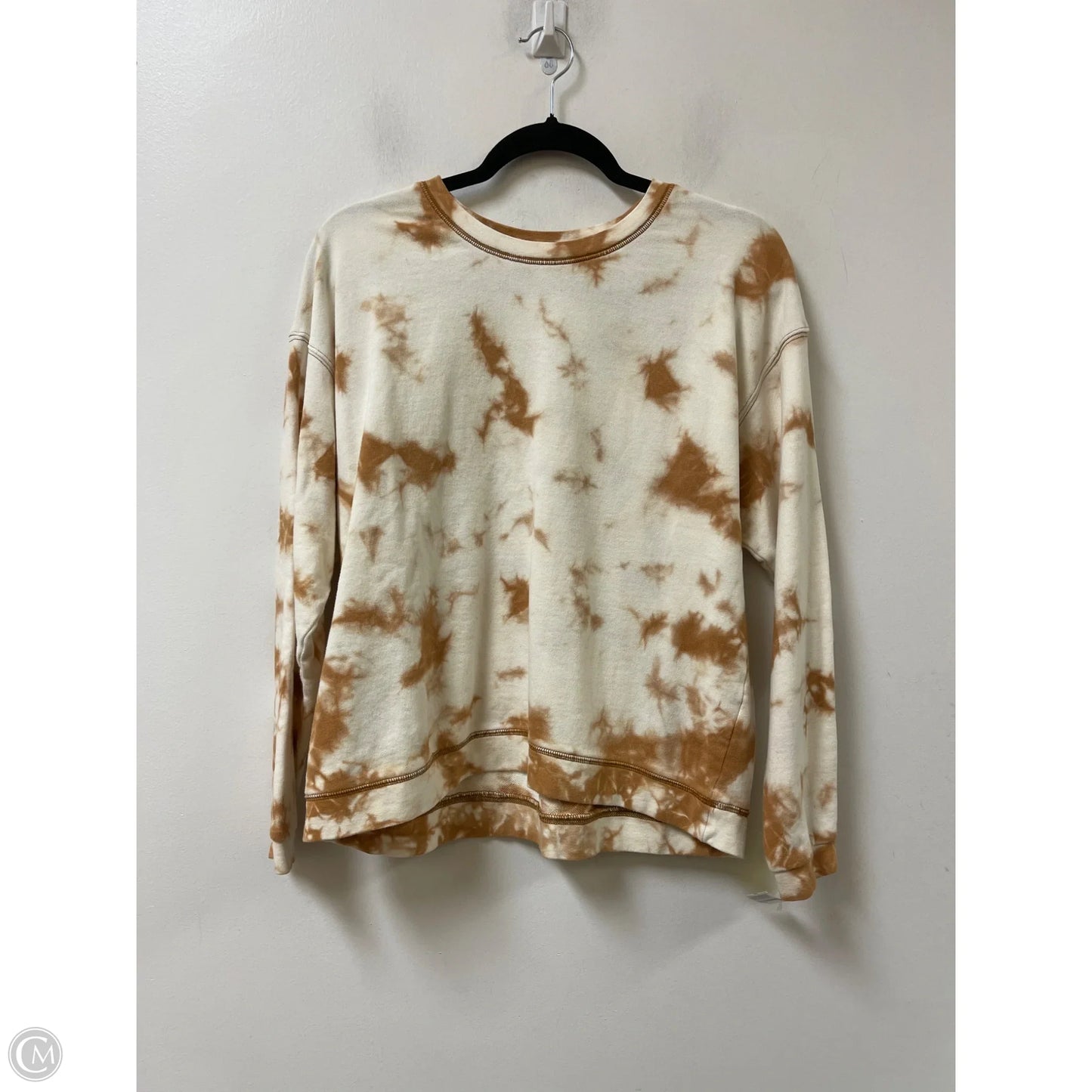 Sweater By Time And Tru In Brown & Cream, Size: M