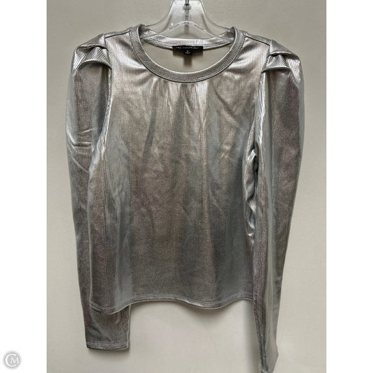 Top Long Sleeve By Inc In Silver, Size: M