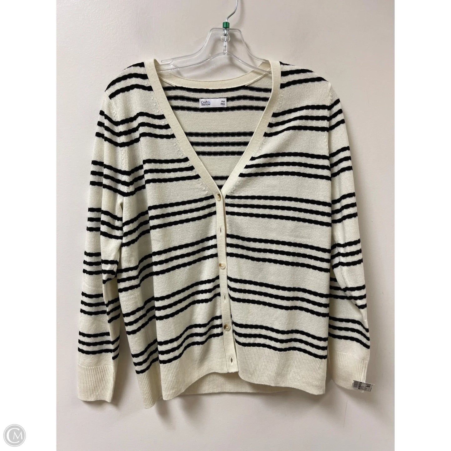 Cardigan By Croft And Barrow In Black & Cream, Size: Mp