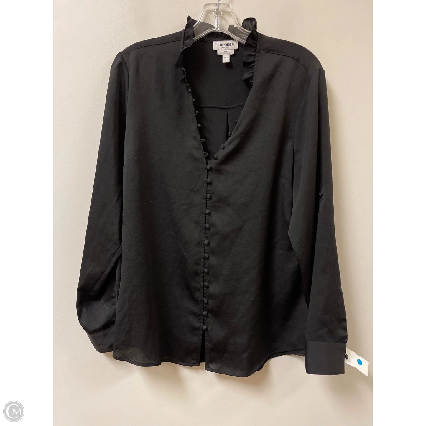 Blouse Long Sleeve By Express In Black, Size: L