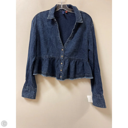 Blouse Long Sleeve By Pilcro In Blue Denim, Size: S