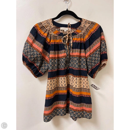Top Short Sleeve By Loft In Blue & Orange, Size: Xs