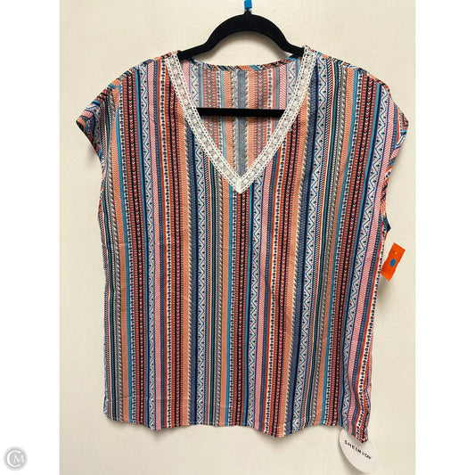 Top Short Sleeve By Shein In Multi-colored, Size: L