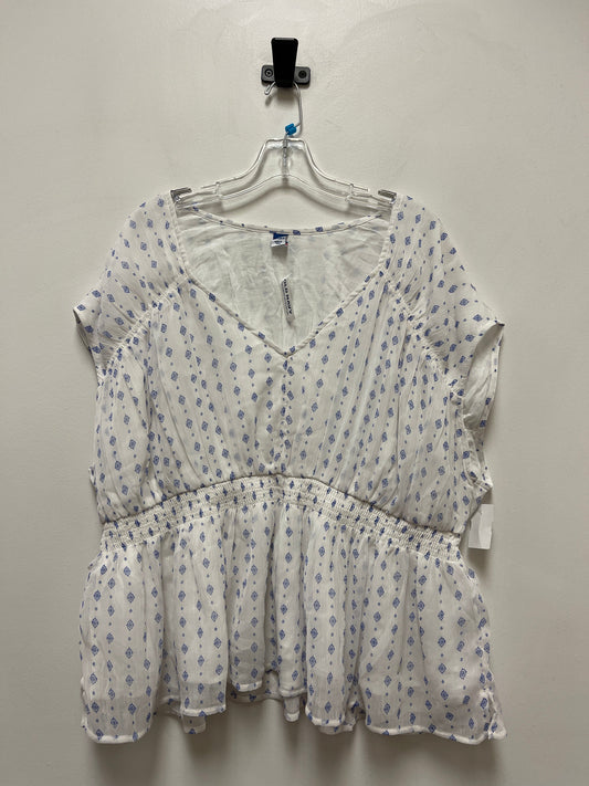 Blue & White Blouse Short Sleeve Old Navy, Size 2x