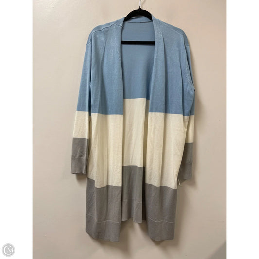 Sweater Cardigan By Clothes Mentor In Blue & Cream, Size: 1x