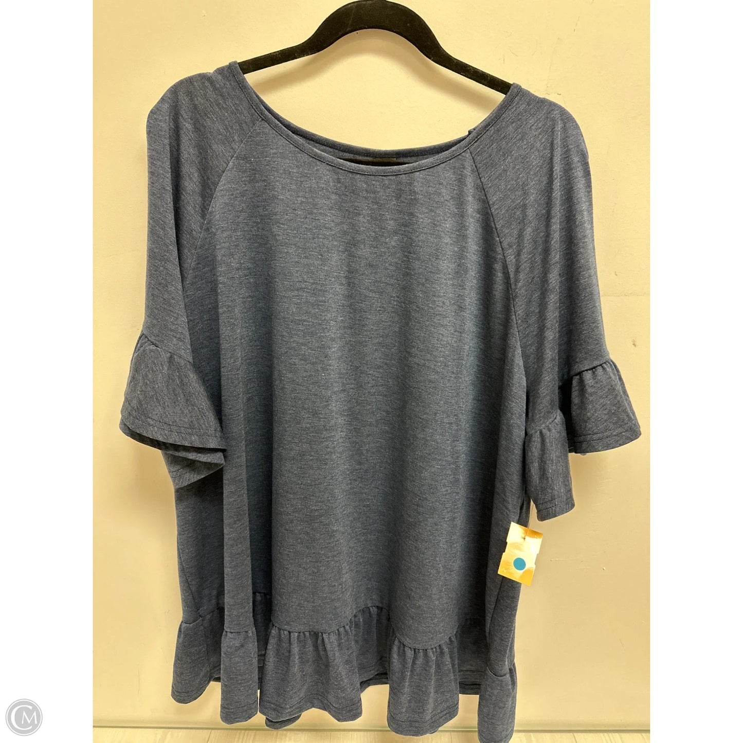 Top Short Sleeve By Emery Rose In Navy, Size: 4x