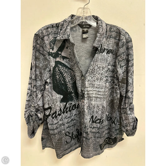 Blouse Long Sleeve By Ali Miles In Grey, Size: S