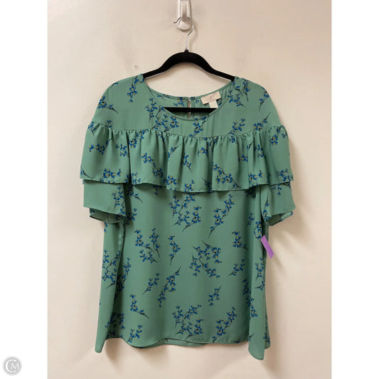 Top Short Sleeve By Loft In Floral Print, Size: Xl